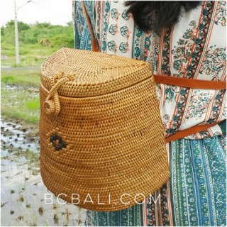 backpack handbag grass ata rattan handmade woven unique